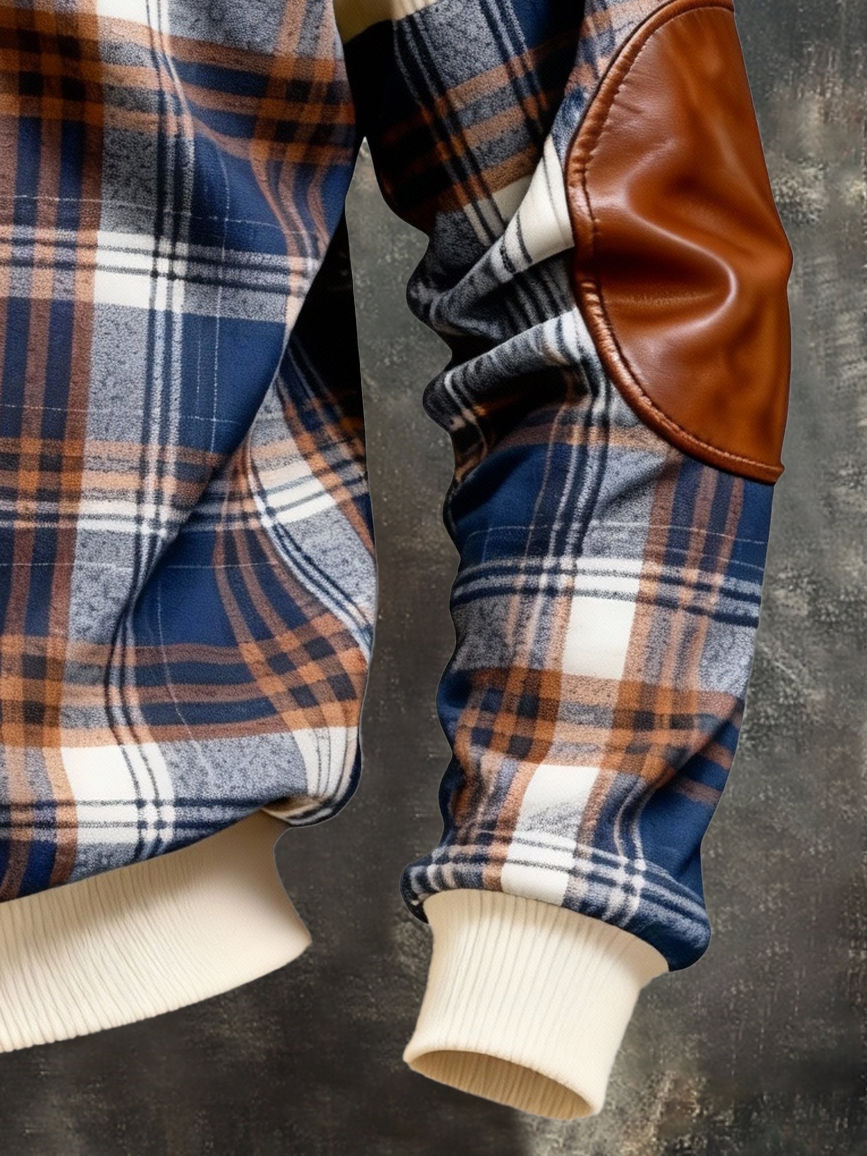 Men's Vintage Color-Block Printed Zip-Up Hoodie