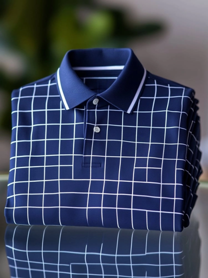 Men's Classic Business Logo Button Short Sleeve Polo Shirt