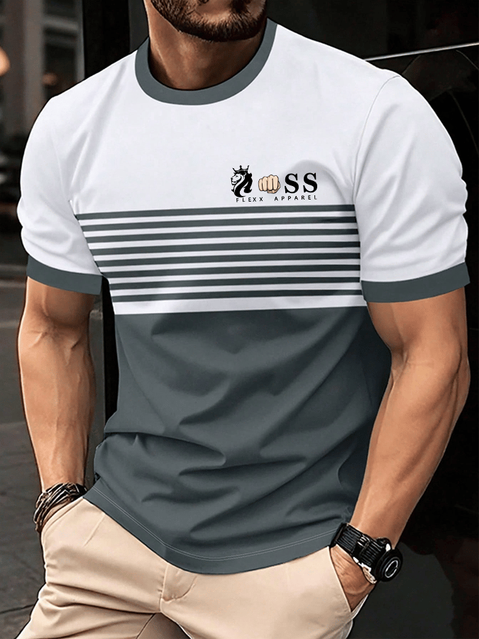 Men's Retro Letter Print Crew Neck T-Shirt