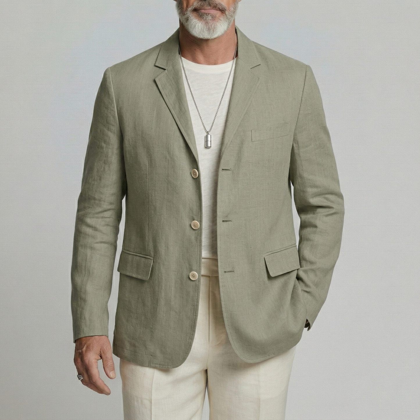 Men's Business Casual Solid Color Notched Lapel Loose Single Breasted Blazer