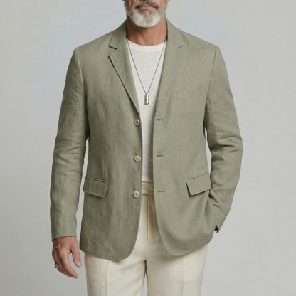 Men's Business Casual Solid Color Notched Lapel Loose Single Breasted Blazer