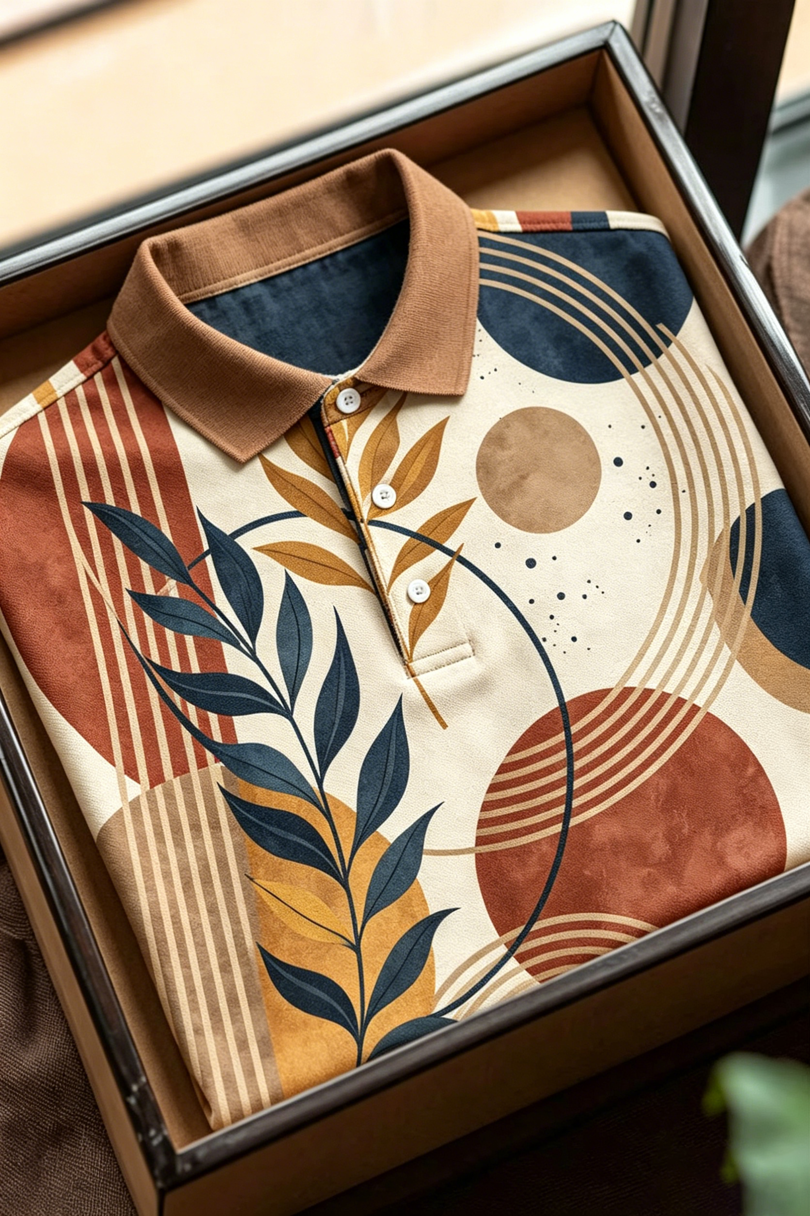 Leaf Geometric Painted Short Sleeve Polo