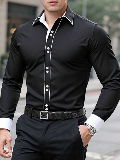 Men's Street Style Business Casual Printed Long Sleeve Shirt