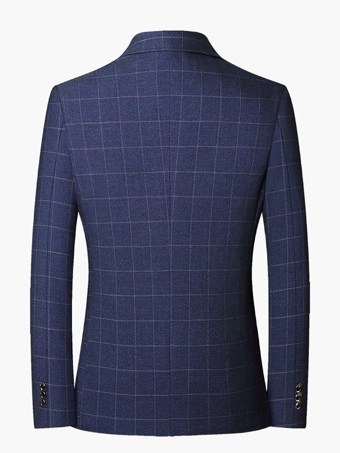 Men's Work Office Notched Collar Plaid Regular Fit Blazer