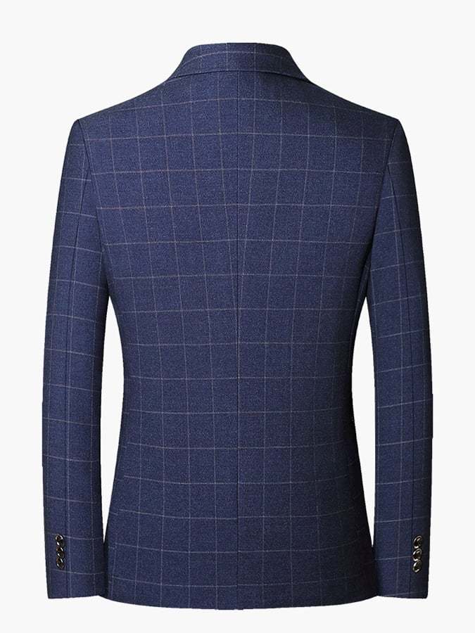 Men's Work Office Notched Collar Plaid Regular Fit Blazer