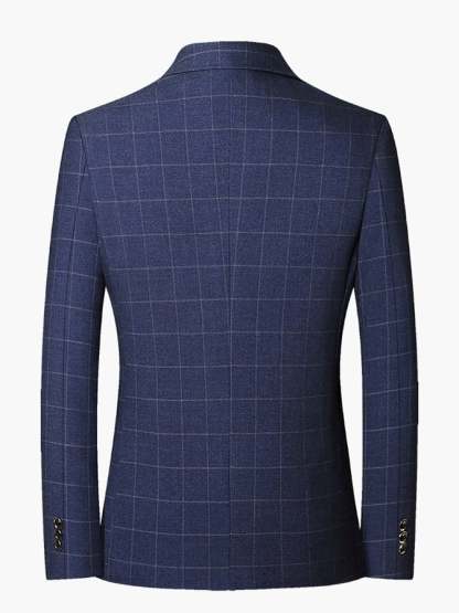 Men's Work Office Notched Collar Plaid Regular Fit Blazer