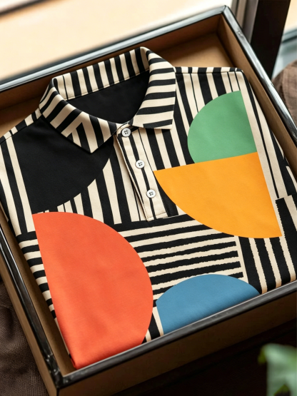 Retro Stripe Painted Short Sleeve Polo