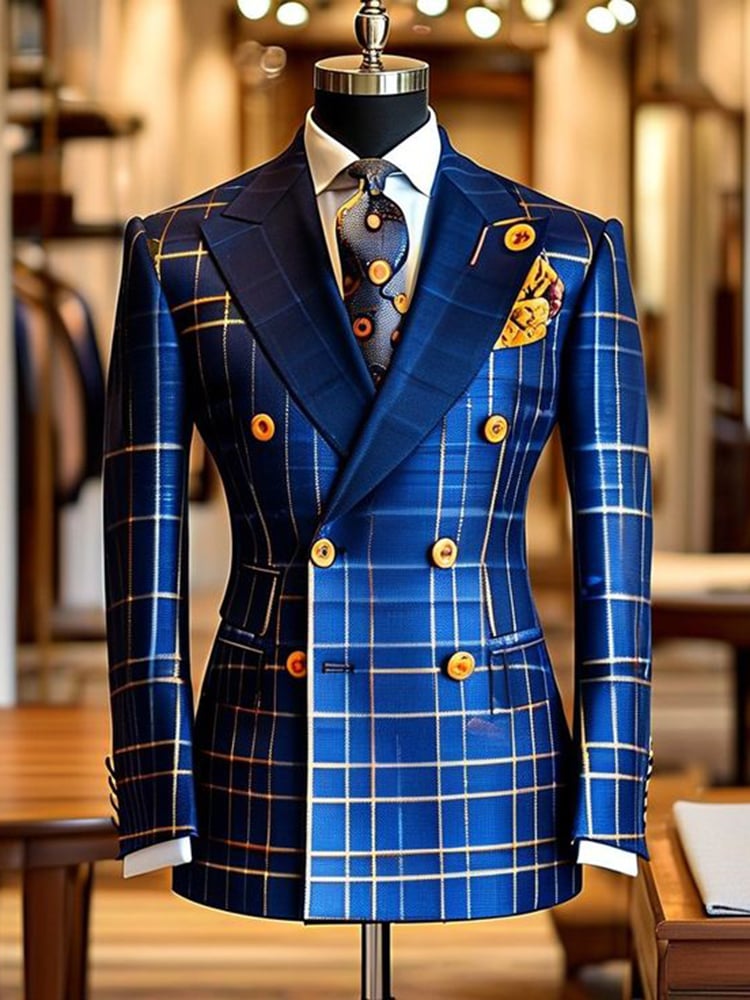 ManMen's Luxury Business Plaid Blazers