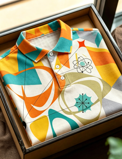 Abstract Atomic Fluid Short Sleeve Polo