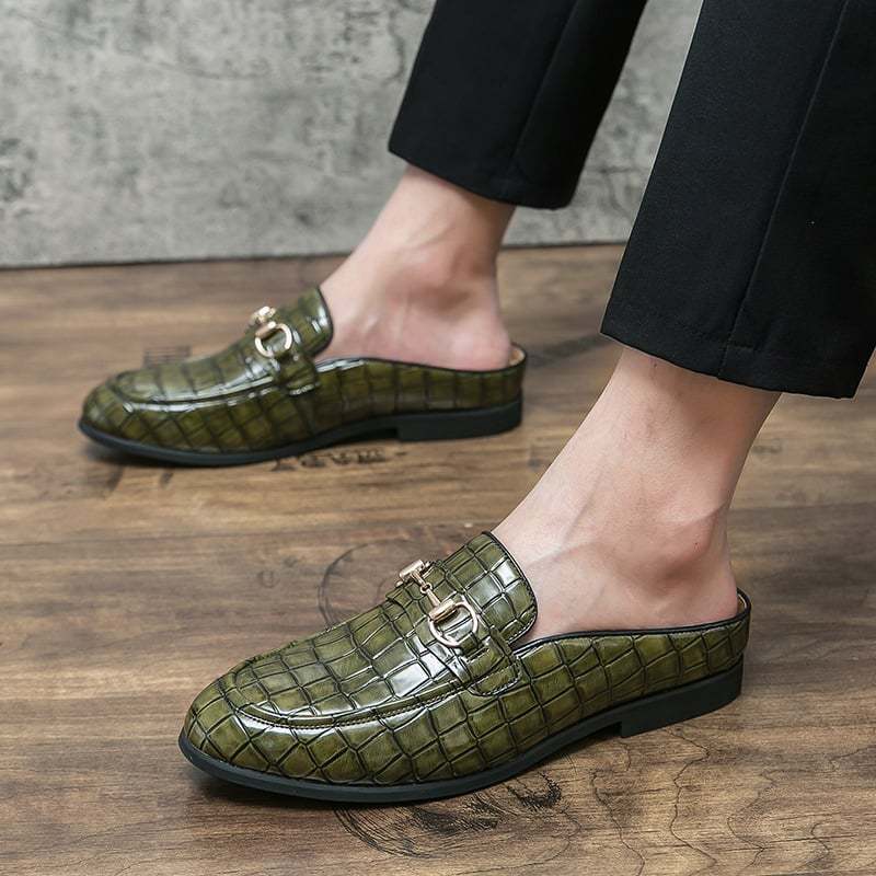 British Fashion Horsebit Heelless Breathable Faux Leather Shoes