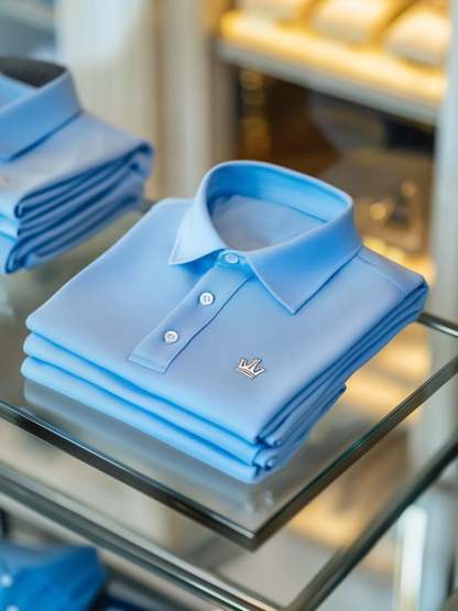 Men's Business Casual Button Short Sleeve Polo Shirt