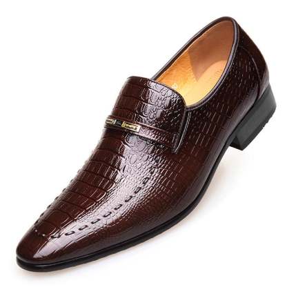 Men's Comfortable British Business Wedding Casual Imitation Crocodile Embossed Leather Shoes