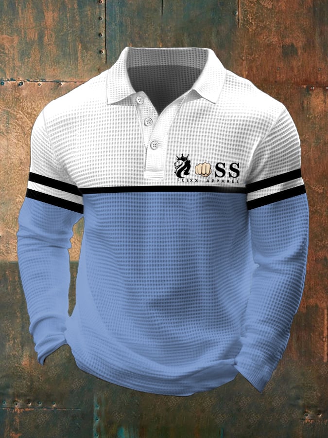 Men's Casual Business Lion Long Sleeve Polo