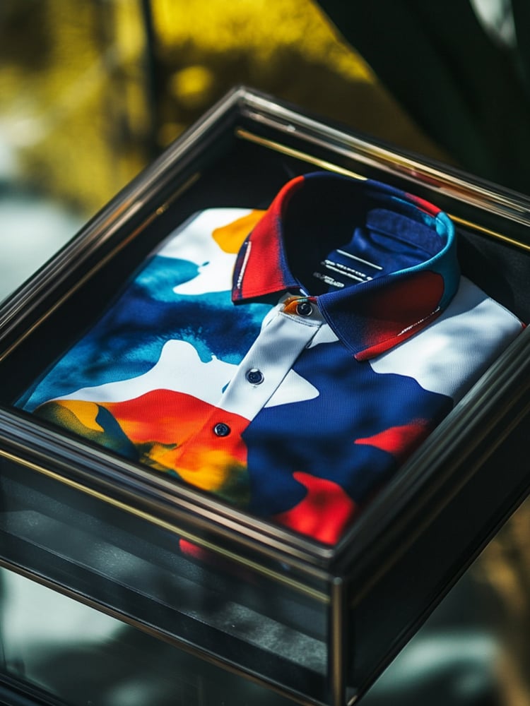 Men's Business Casual Smudge Button Short Sleeve Polo Shirt