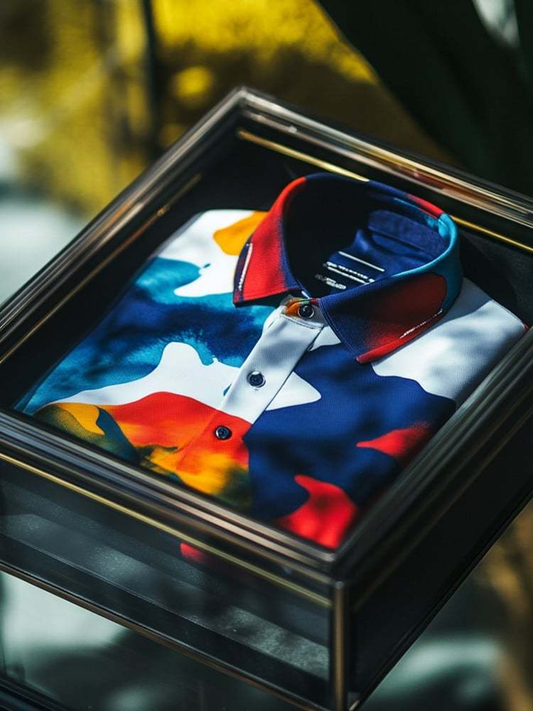 Men's Business Casual Smudge Button Short Sleeve Polo Shirt