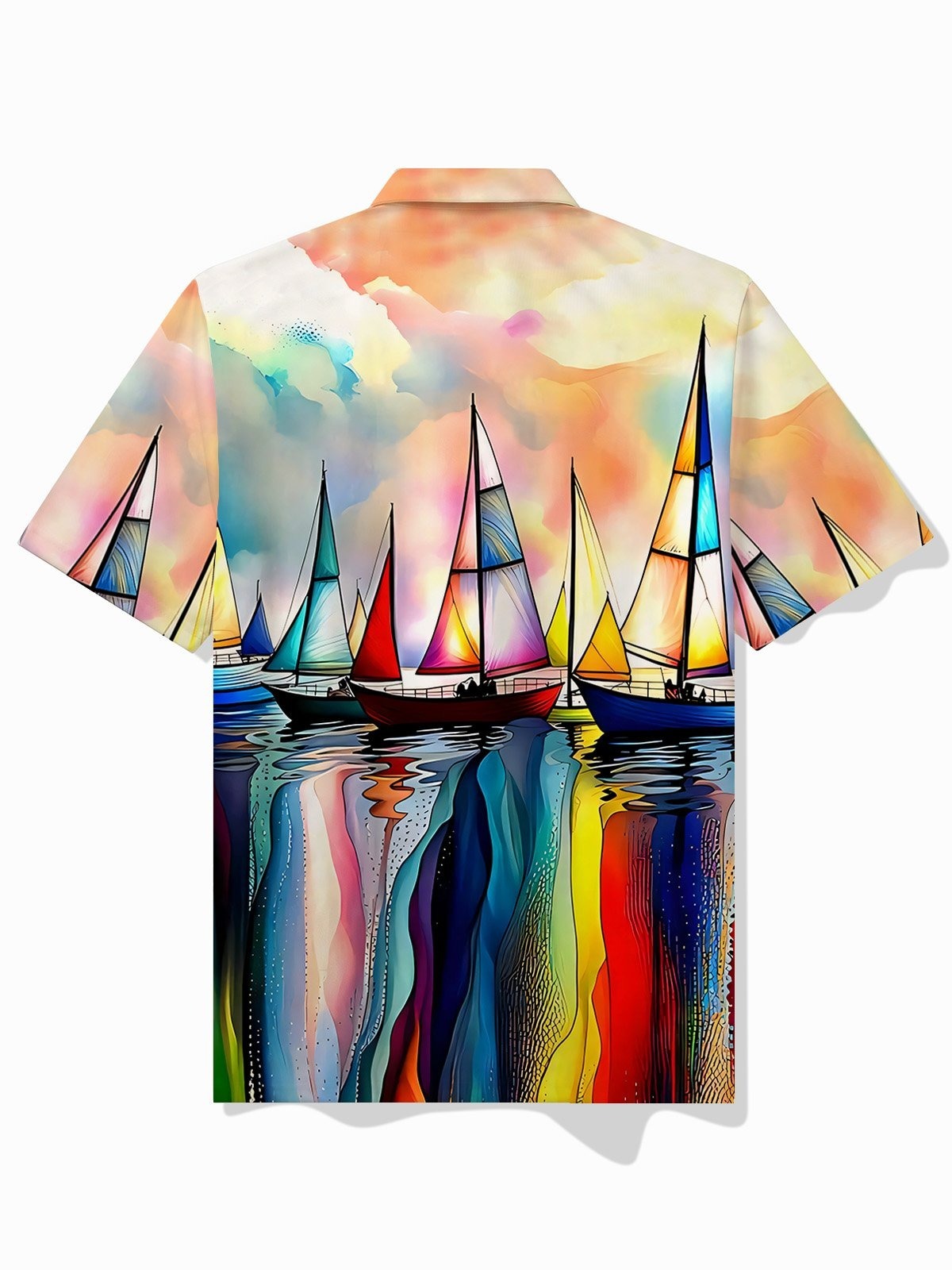 Sailing Art Print Men's Button-Up POLO Shirt