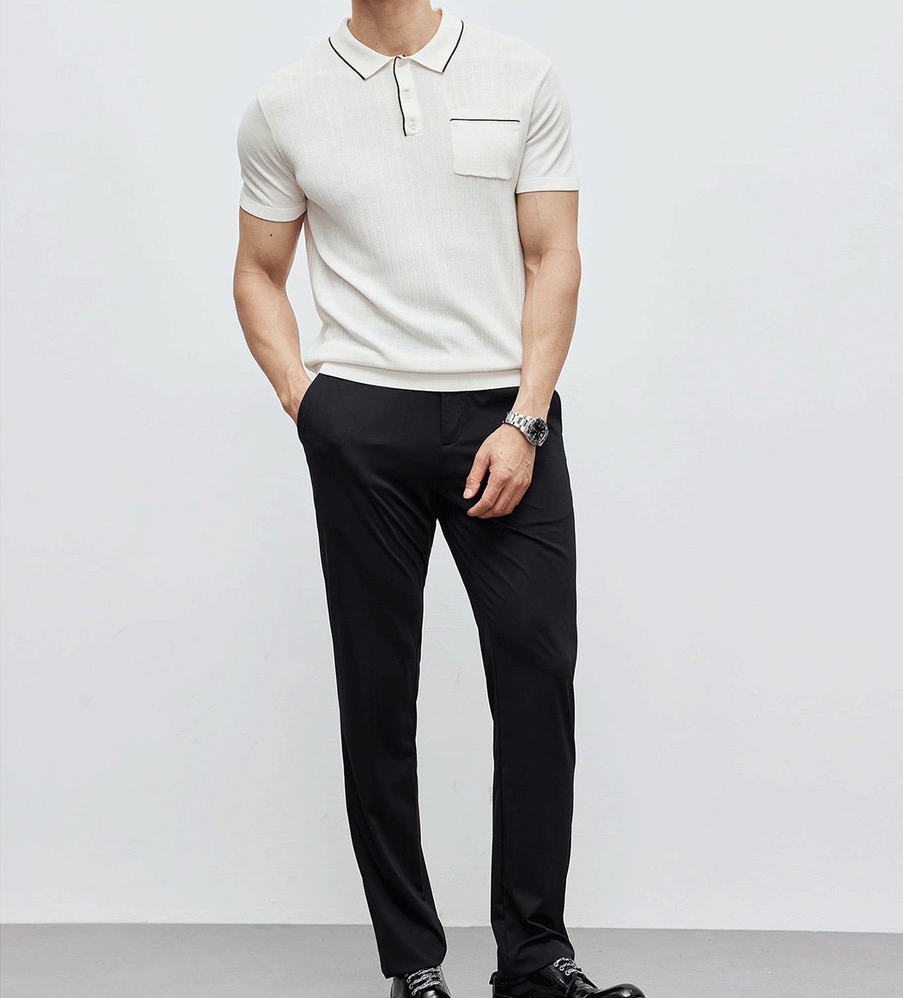 GentleKnit Contrast Color Short Sleeve Knitted Polo