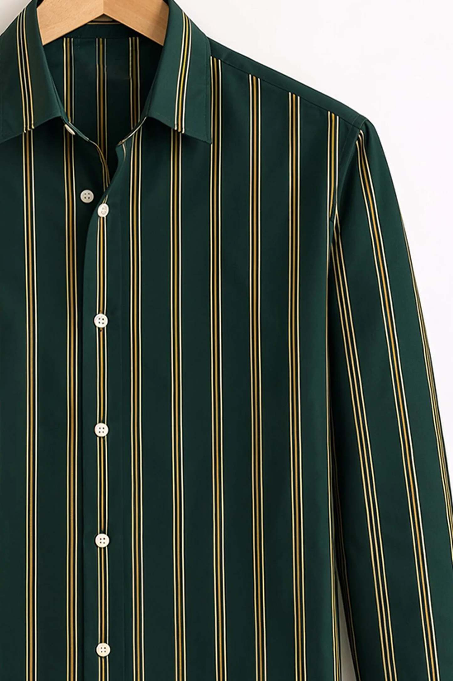 Vertical Stripe Shirt – Forest Green