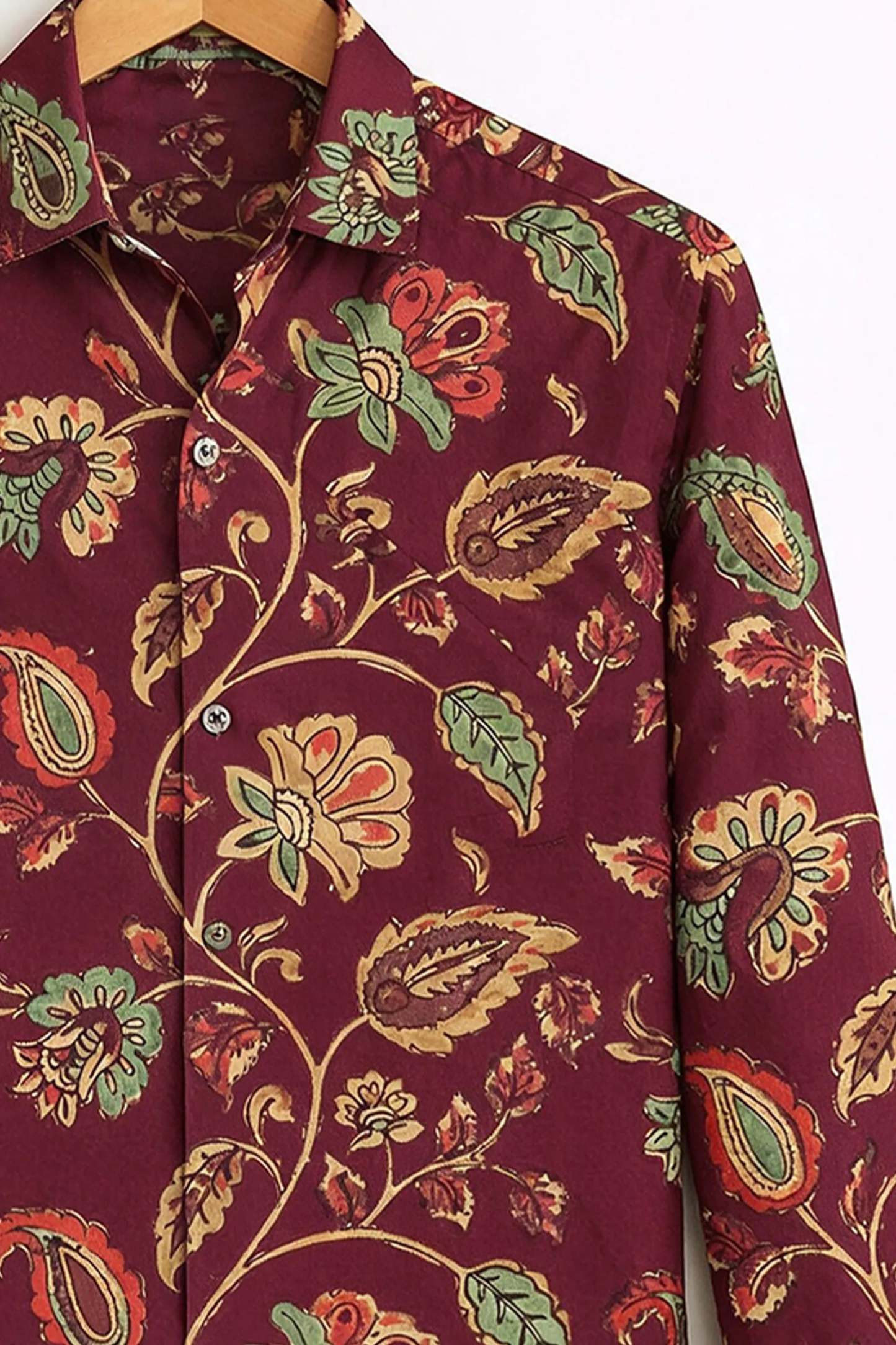 Maroon Floral Print Shirt