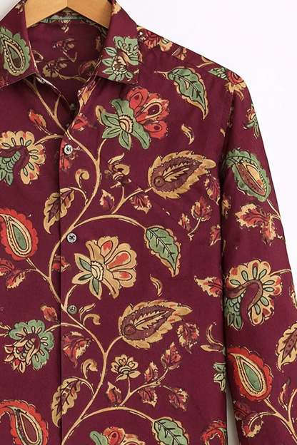 Maroon Floral Print Shirt