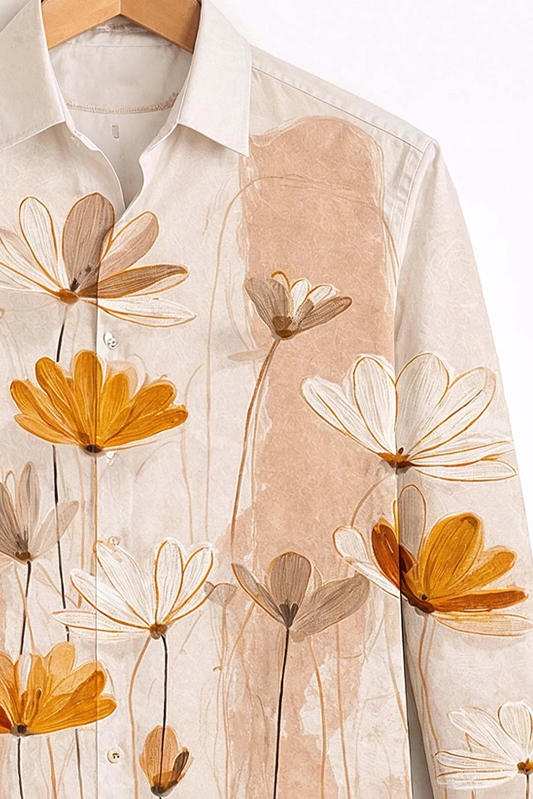 Golden Leaf Emboss Shirt – Ivory