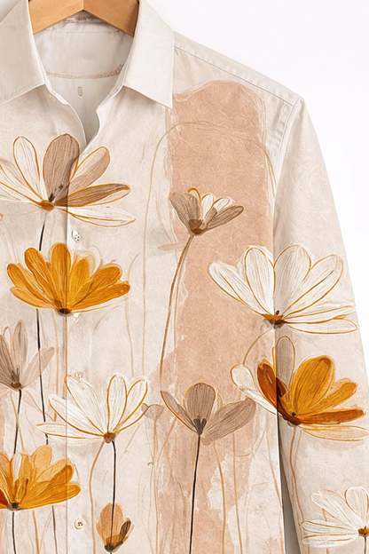 Golden Leaf Emboss Shirt – Ivory