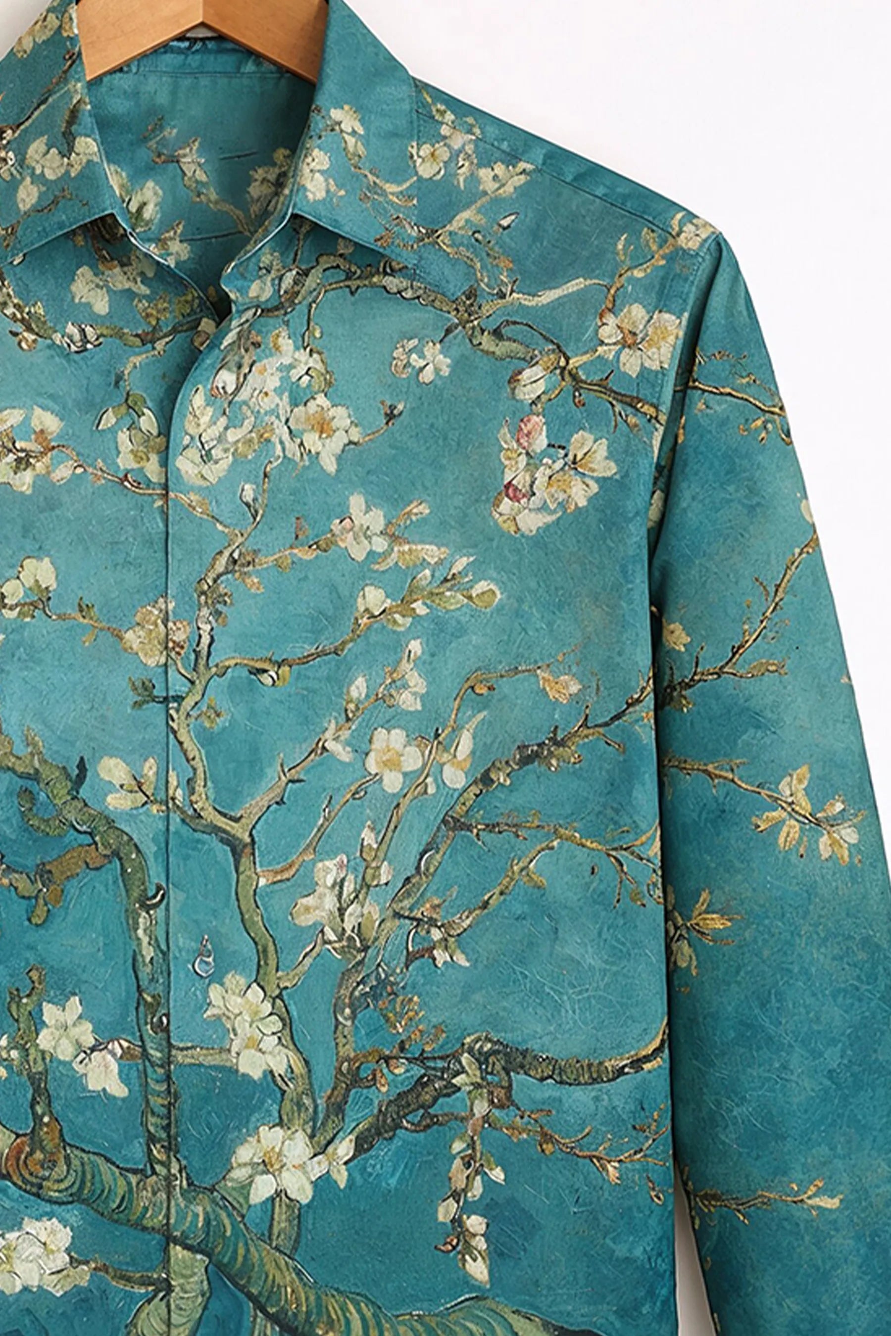 Blossom Branch Print Shirt – Teal
