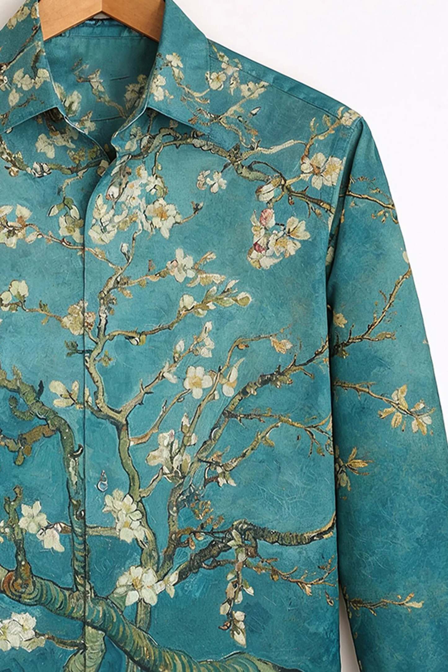 Blossom Branch Print Shirt – Teal