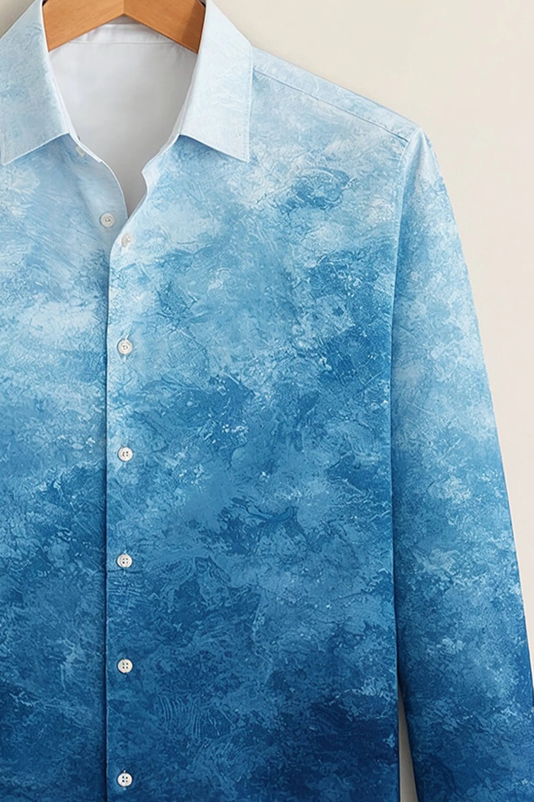 Ocean Fade Print Shirt – Blue