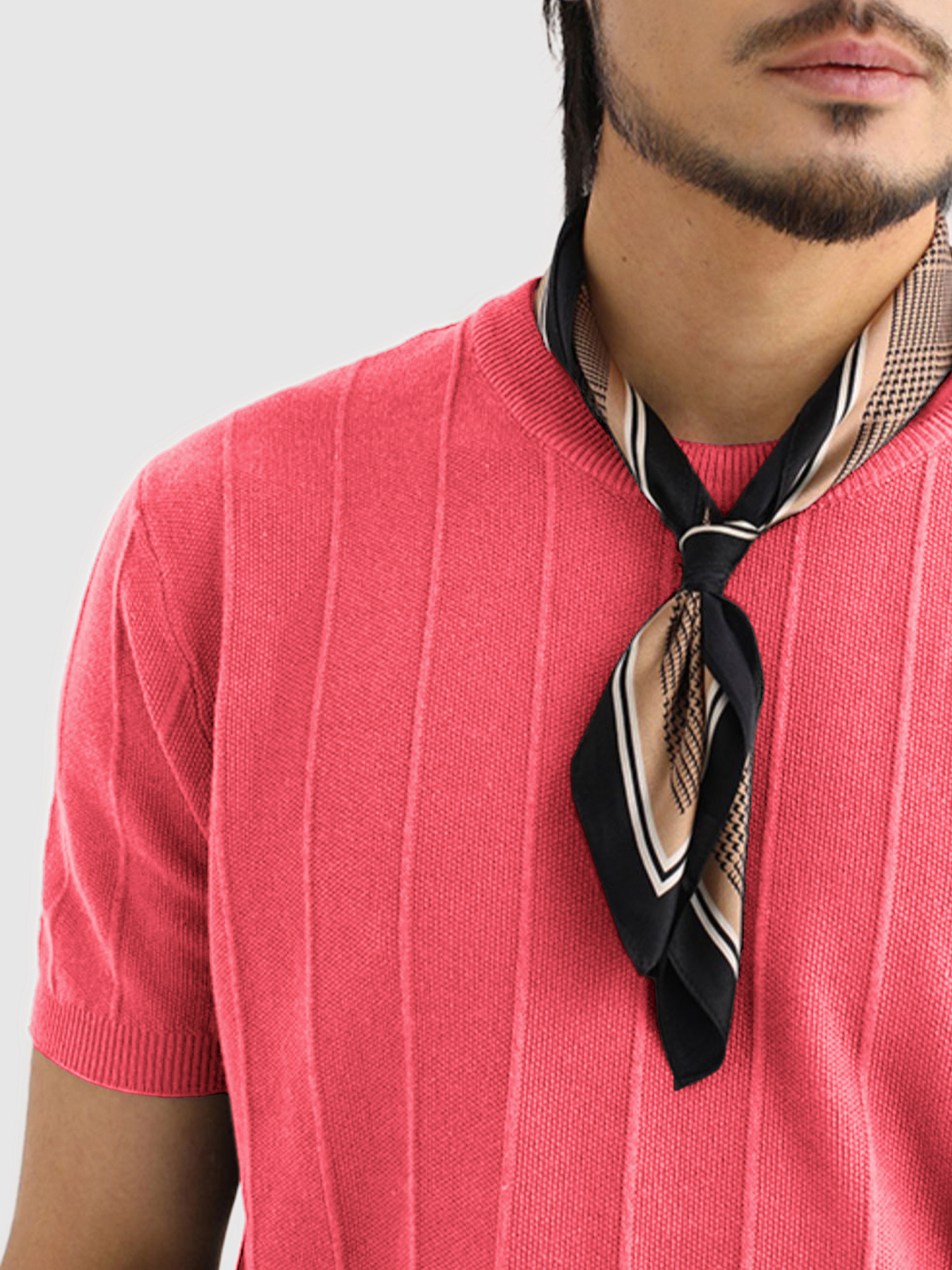 GentleKnit Breathable Striped Short Sleeve Knitted T-Shirt