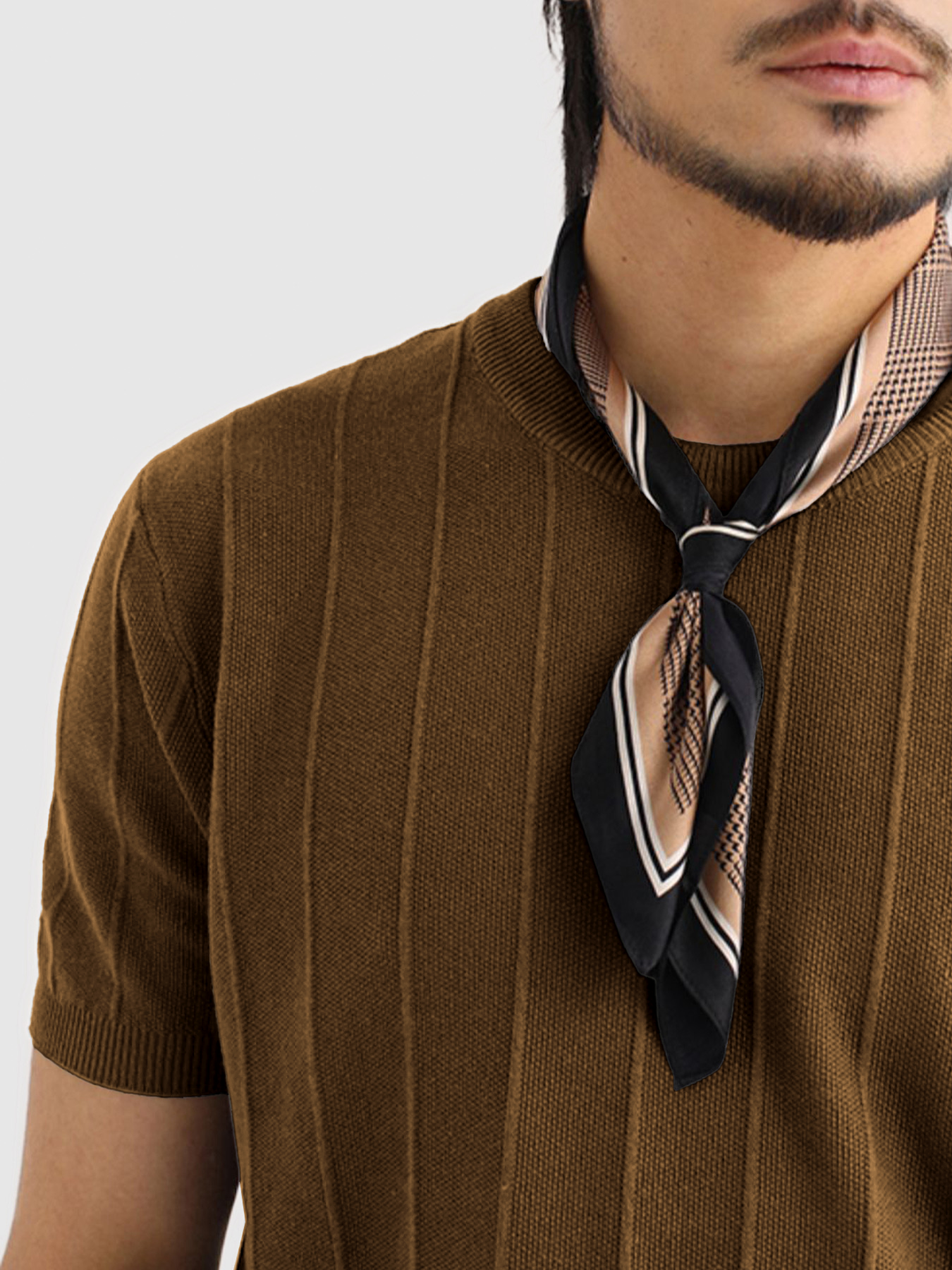 GentleKnit Breathable Striped Short Sleeve Knitted T-Shirt