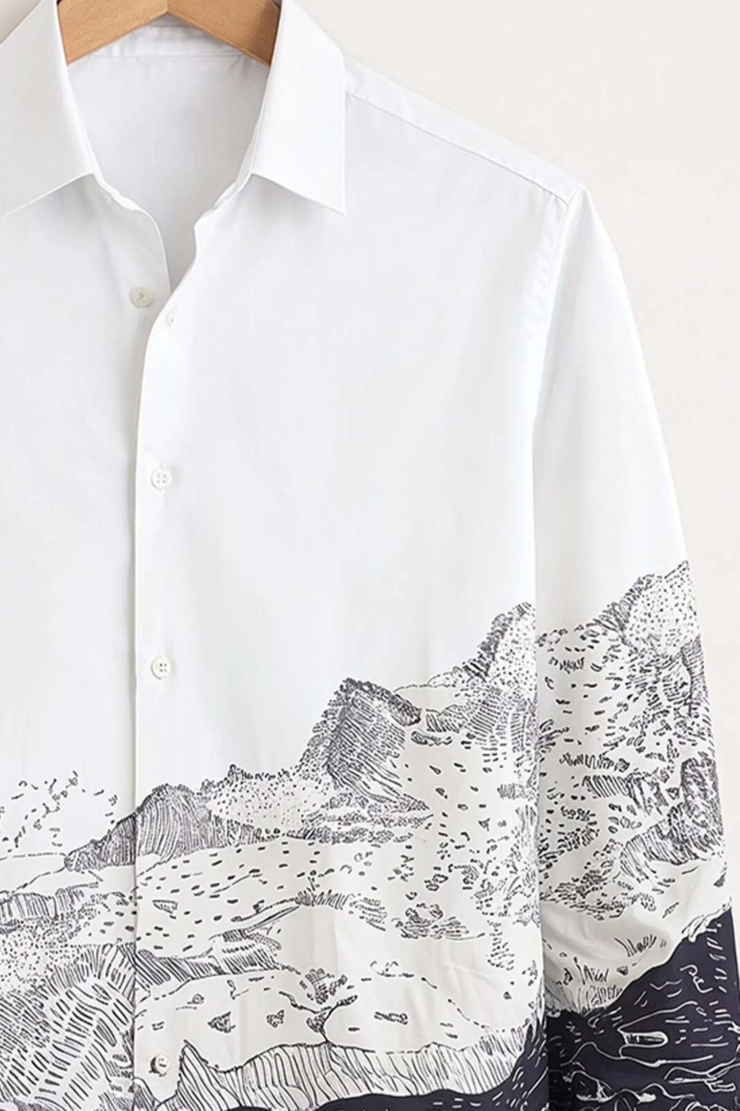Mountain Horizon Print Shirt – White