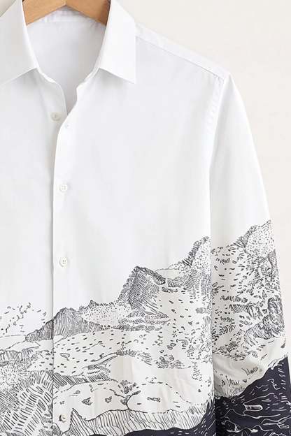 Mountain Horizon Print Shirt – White