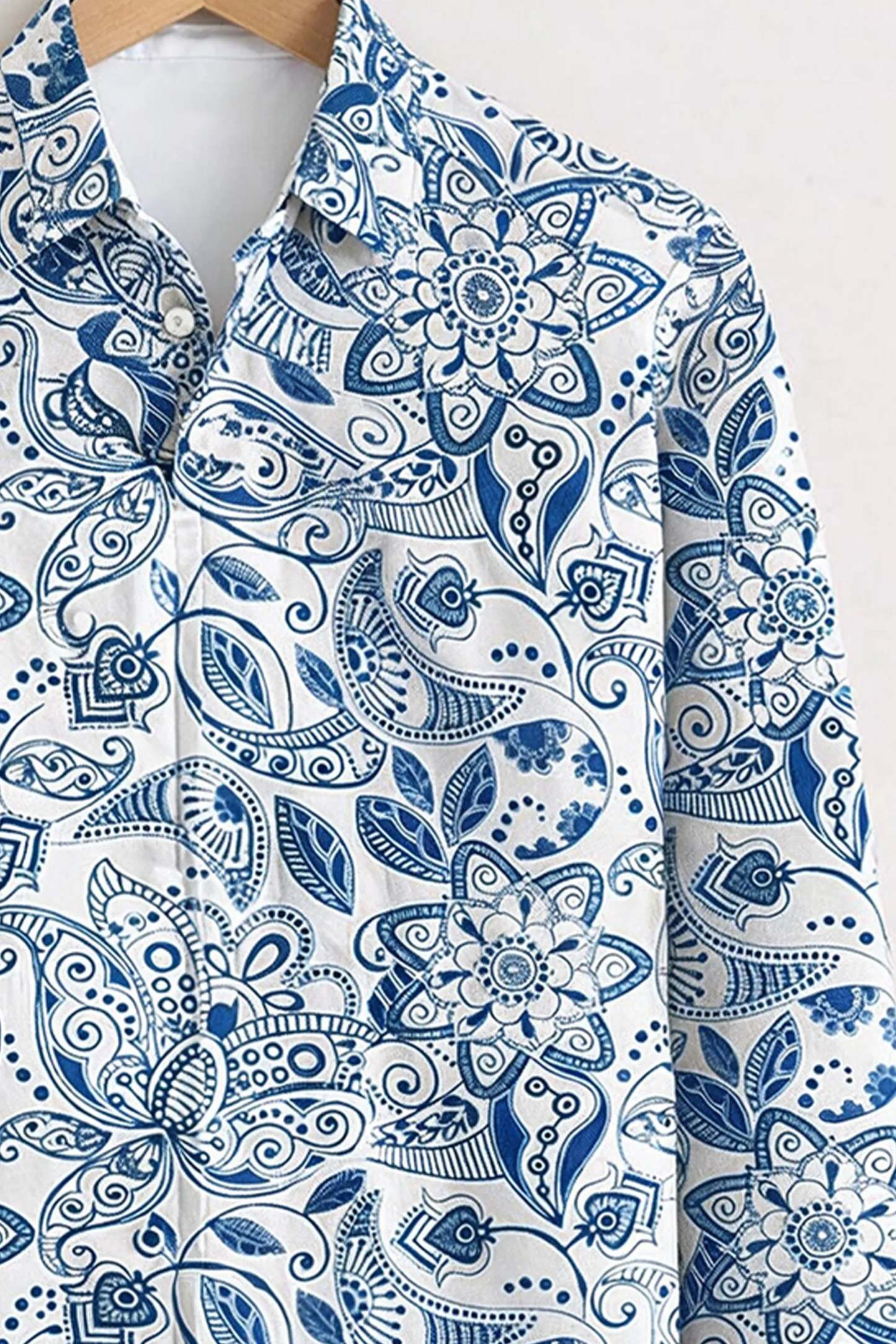 Indigo Paisley Print Shirt – White