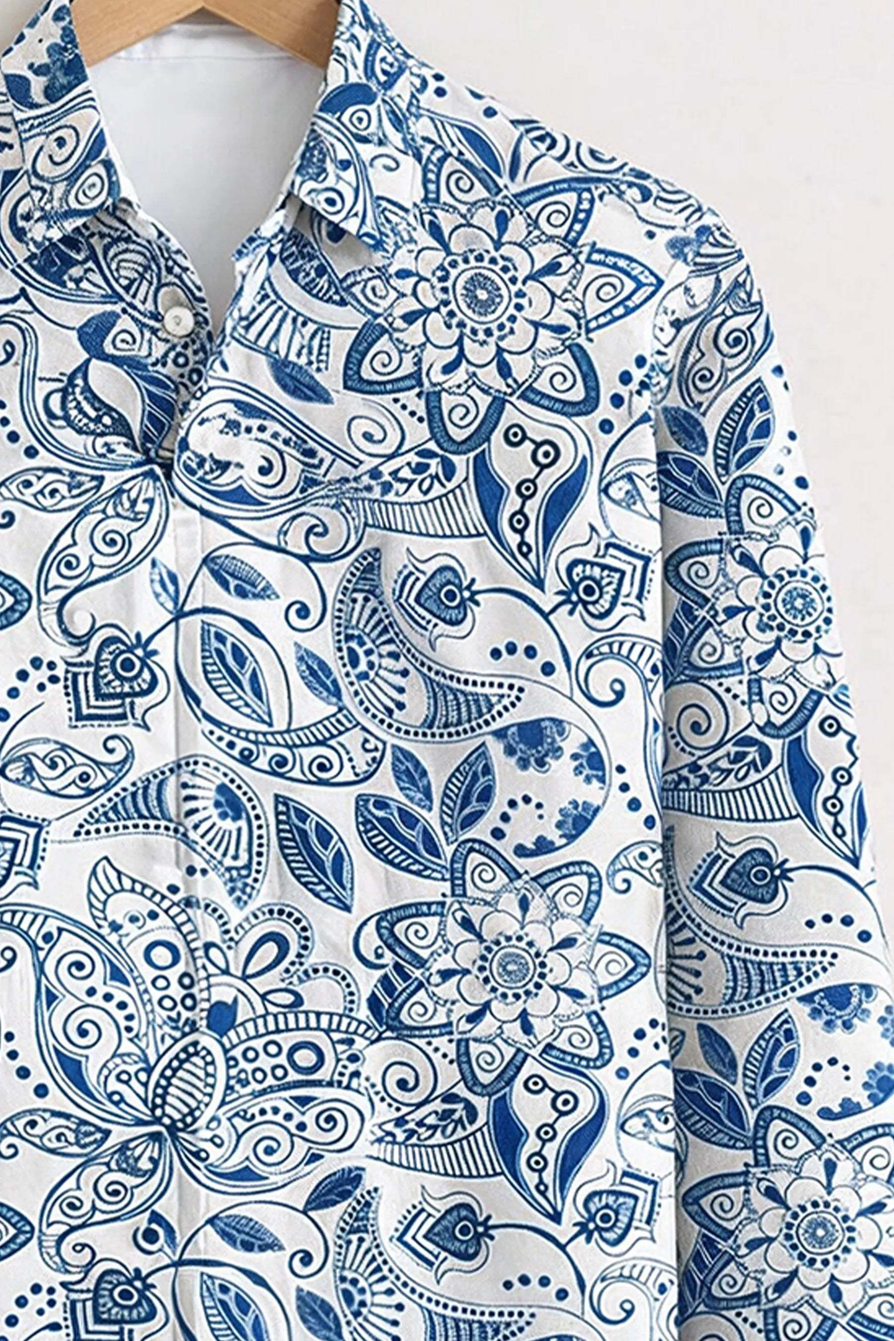Indigo Paisley Print Shirt – White
