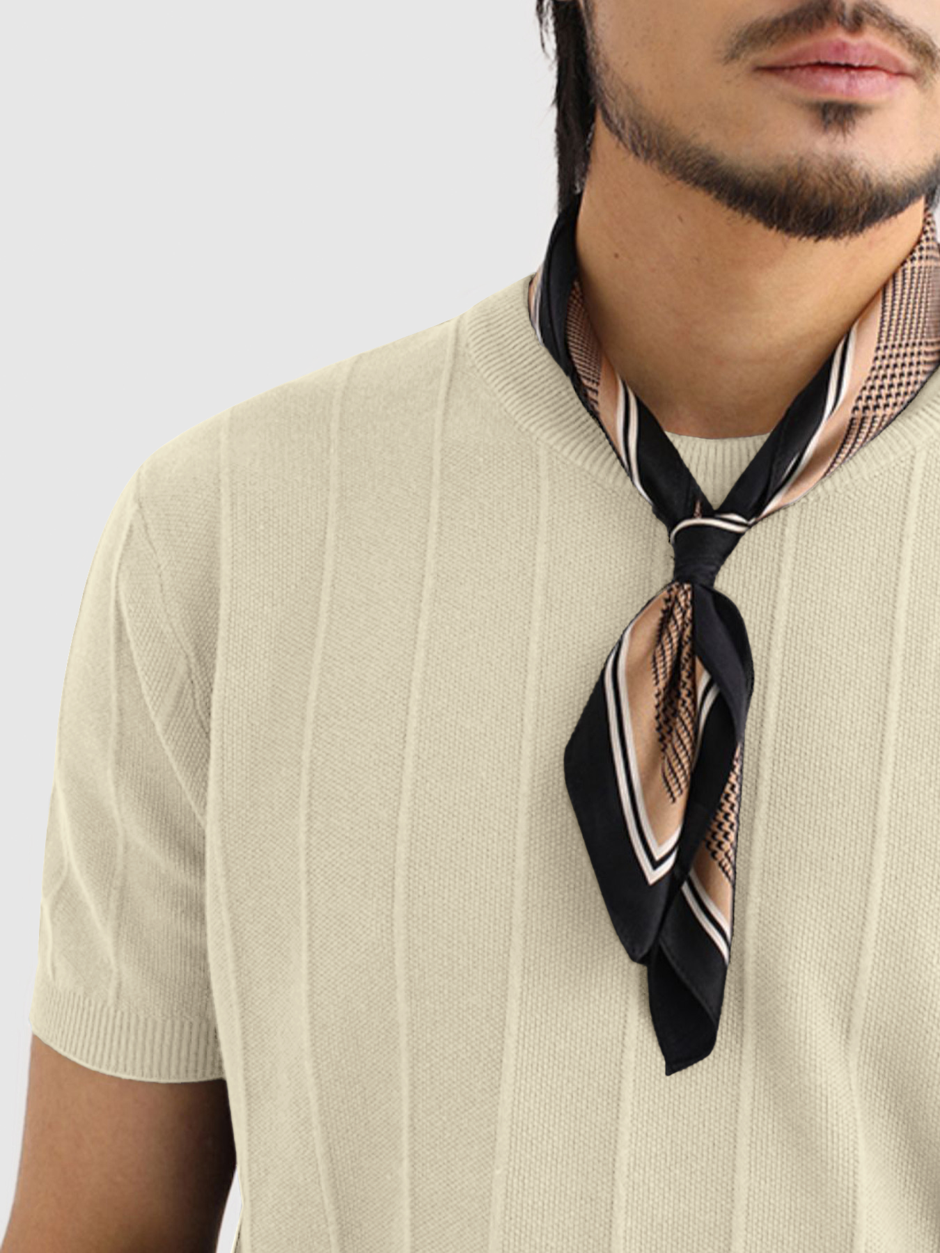 GentleKnit Breathable Striped Short Sleeve Knitted T-Shirt