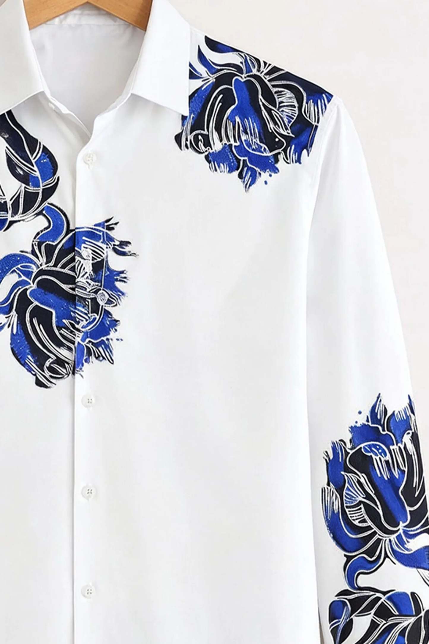 Midnight Bloom Print Shirt – White