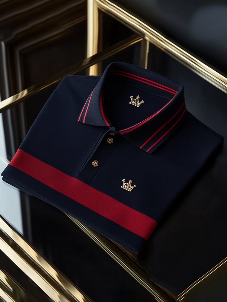 Men's Business Casual Button Short Sleeve Polo Shirt