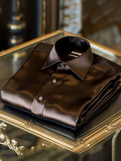 Men's Satin Luxury Business Long Sleeve Shirt