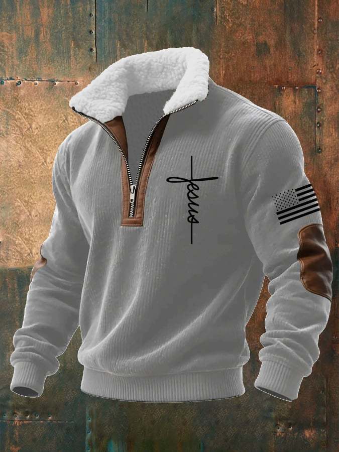 Men's Casual Faith Retro Textured Sweatshirt