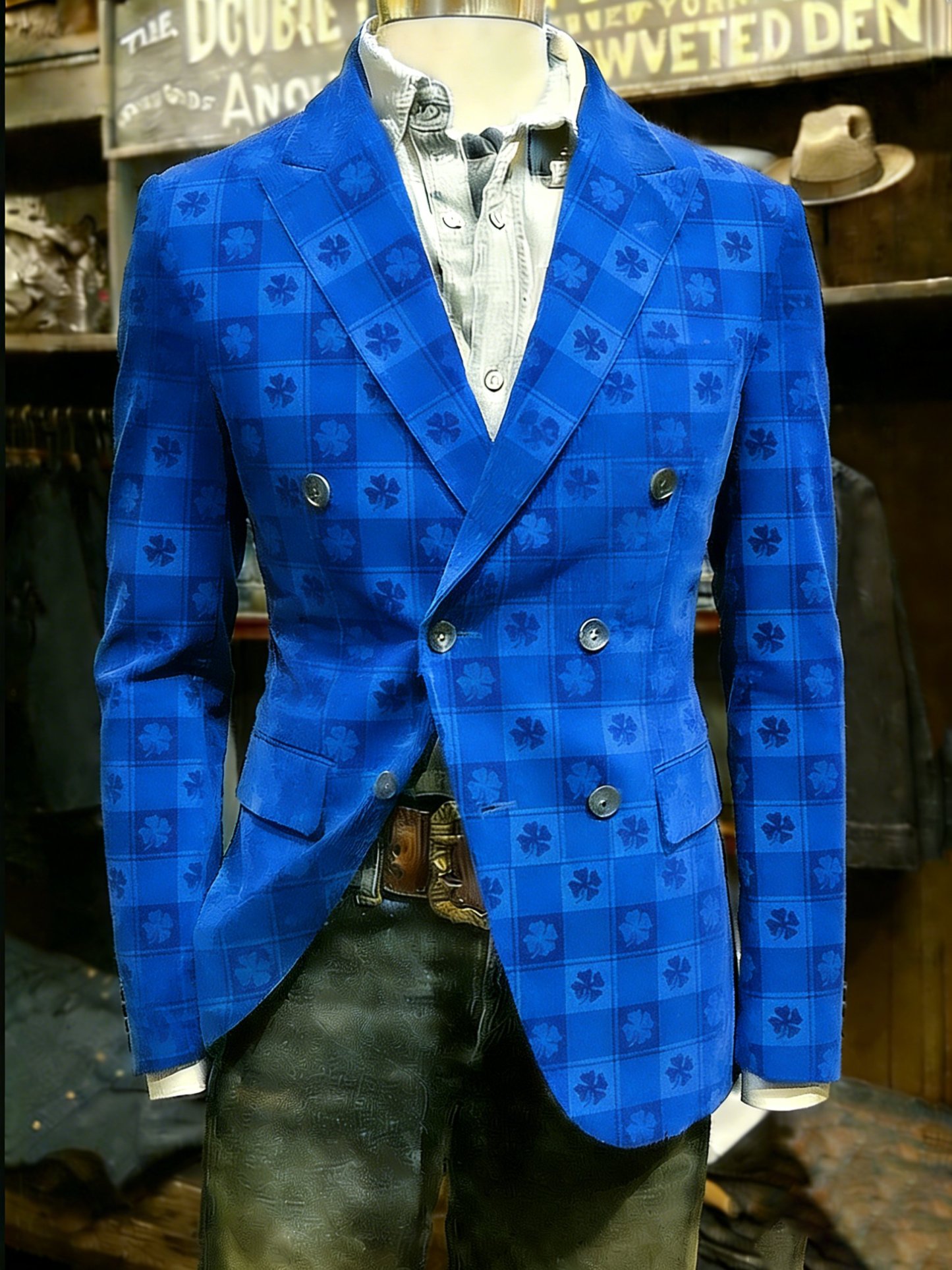 St.Patrick's Day Men's Shirt Graphic Men's Prints Vintage Coat Blazer with Graffiti