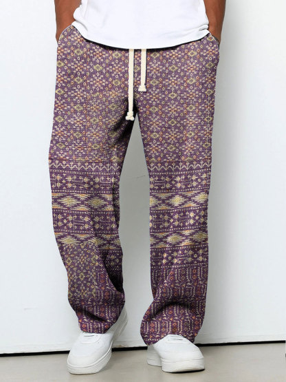 Men's Geometry Color Gradient Art Print Casual Suit Pants