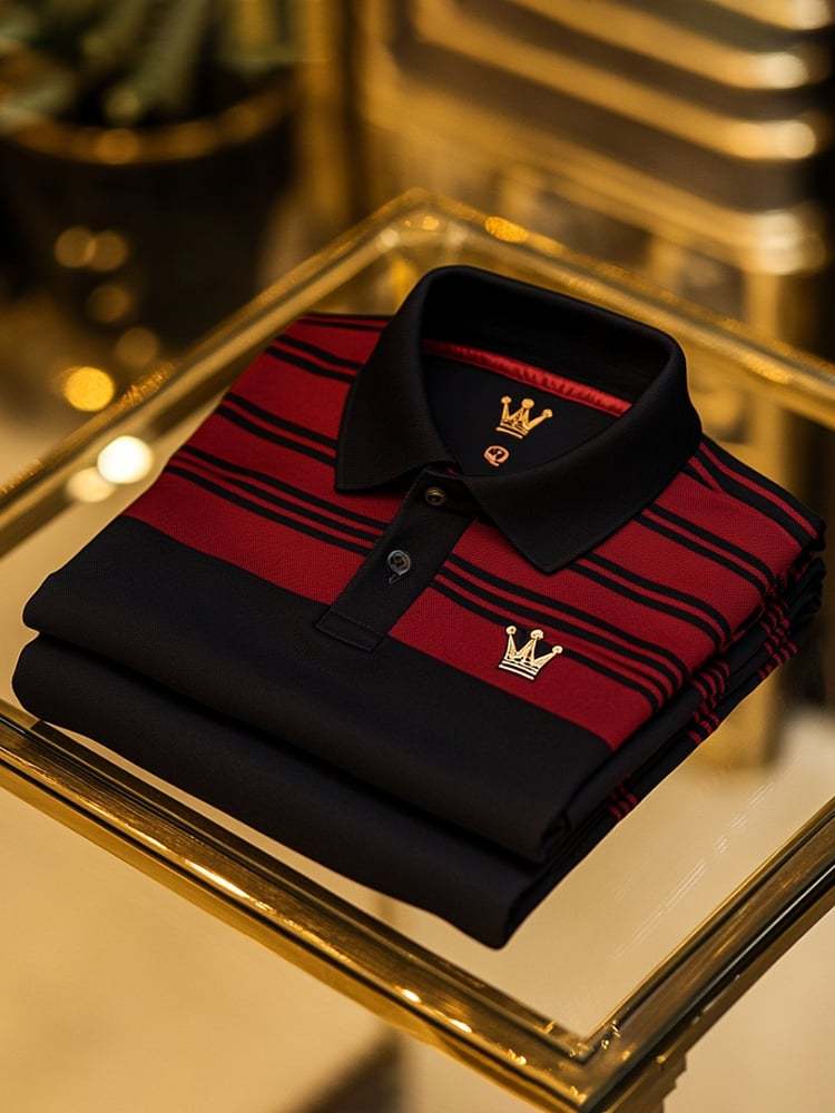 Men's Business Casual Logo Button Short Sleeve Polo Shirt