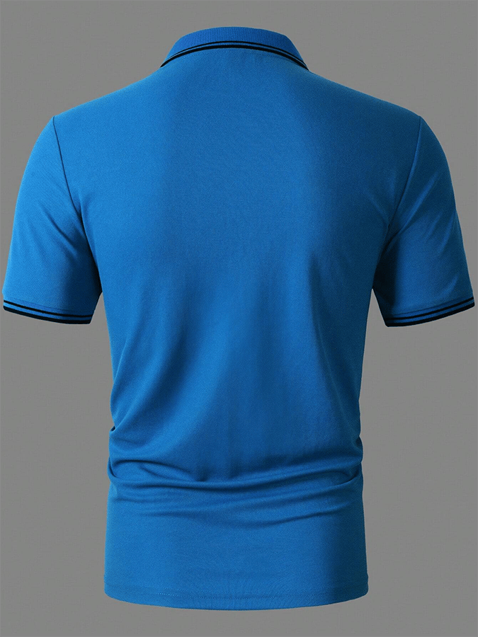 Men's Horse Stripe Print Casual Polo Shirt