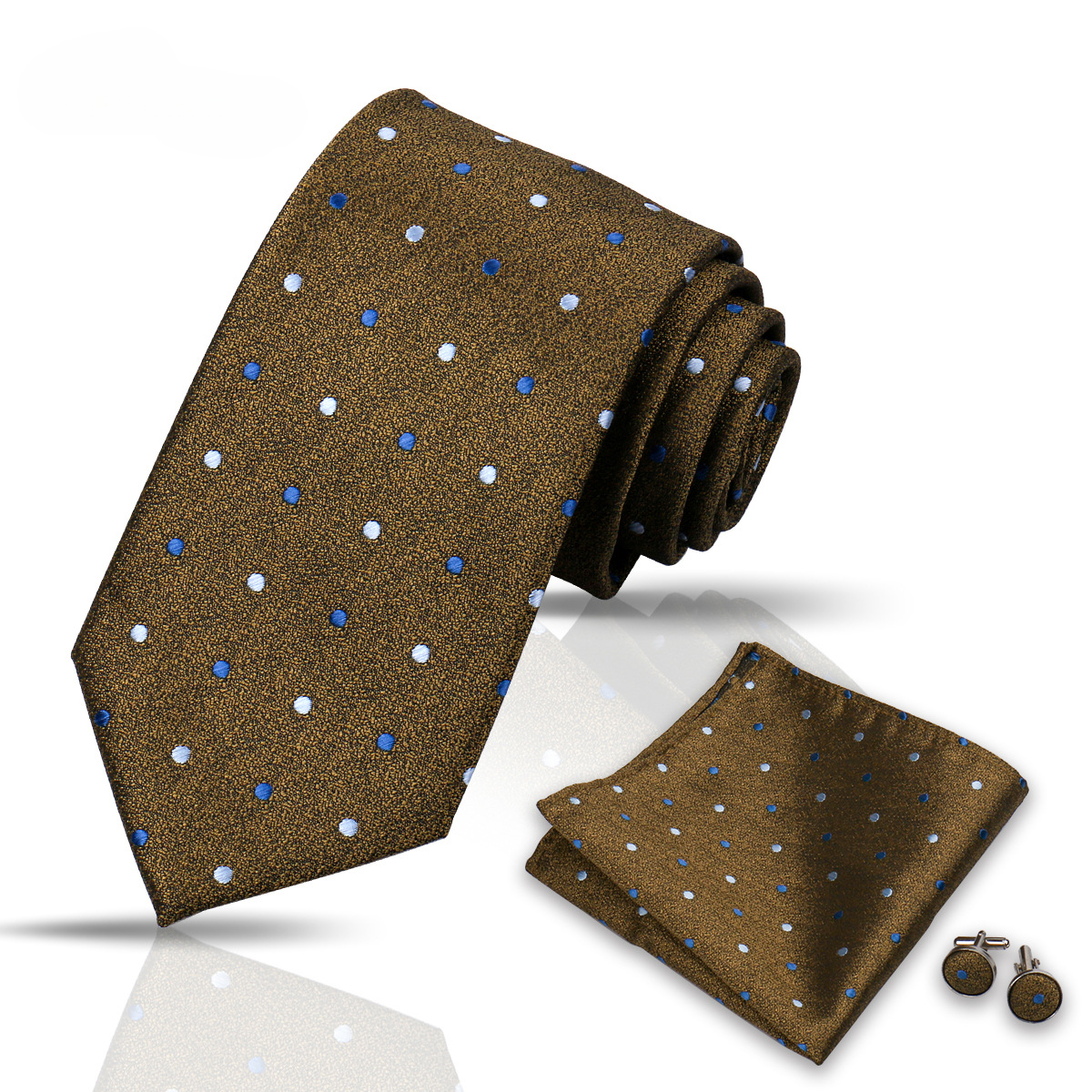 Men's Tie and Pocket Square and Clip Cufflinks Set