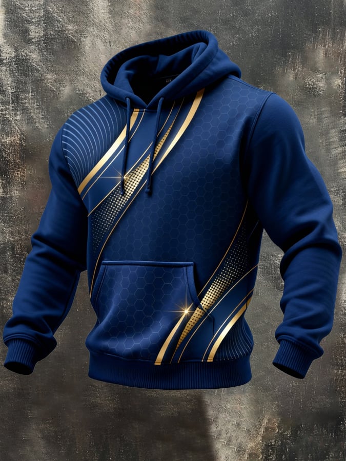 Men'S Vintage Color-Block Hooded Sweatshirt