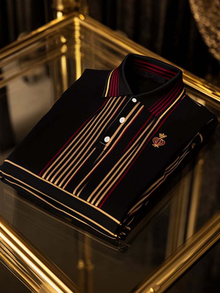 Men's Business Casual Logo Button Short Sleeve Polo Shirt