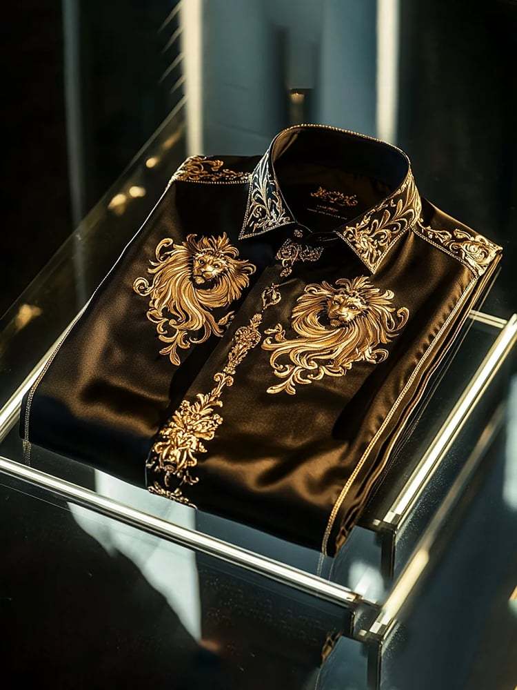 Men's Satin Luxe Long Sleeve Button Down Shirt