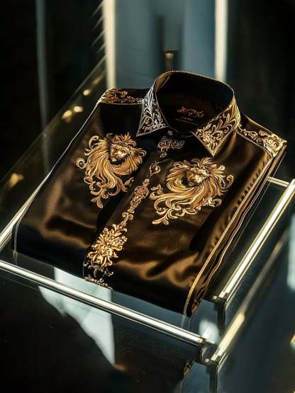 Men's Satin Luxe Long Sleeve Button Down Shirt