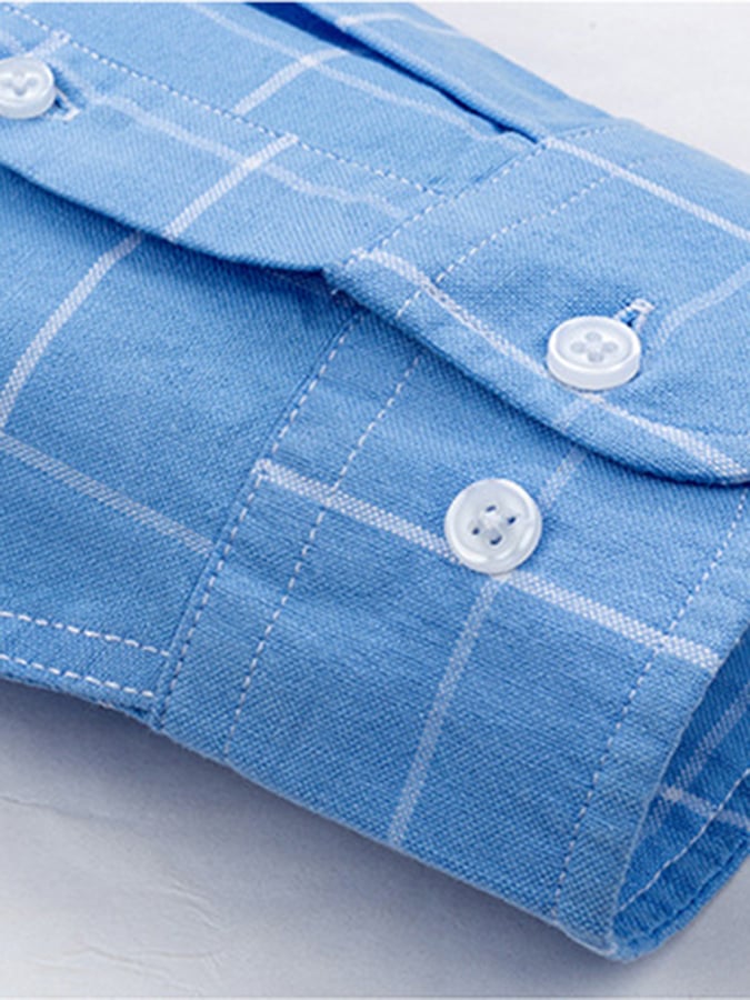 Men's Business Cotton Check Shirt